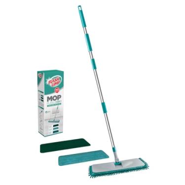 Imagem de Mop Plano 3 em 1 MOP0617 Inox, Verde, Com 3 Refis Limpeza Pesada, Úmida e Tira Pó