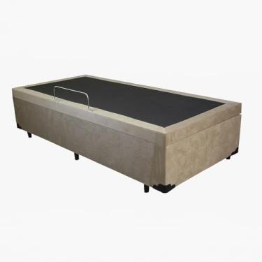 Imagem de Cama Solteiro Bege Suede com Armazenamento Baú Blindada e Reforçada