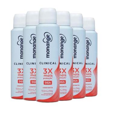 Imagem de Kit Desodorante Aerosol Monange Clinical Conforto 150ml 6 Unidades