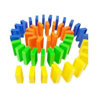 Imagem de Blocos De Trem Dominós Educativos Infantis 80 Peças Brinquedos De Plás