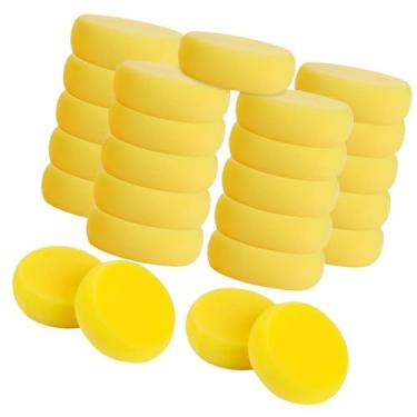 Imagem de predolo 25 peças de esponjas redondas para pintura, esponjas amarelas para artistas, arte portátil para casa, pintura infantil, faça você mesmo,