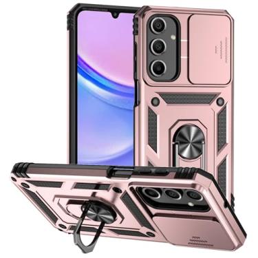 Imagem de Asdsinfor Capa para Samsung Galaxy A16 capa traseira TPU bumper case 360 graus anel de metal suporte resistente proteção de grau militar híbrido à prova de choque capa para Galaxy A16. ouro rosa TC