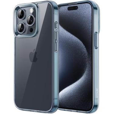 Imagem de JETech Capa para iPhone 15 Pro Max 6,7 Polegadas, Case Protetora de Telefone à Prova de Choque Não-Amarelecimento, Capinha Parte Traseira Transparente Anti-Riscos (Azul)