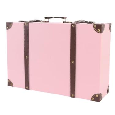 Imagem de AUNMAS Caixa de Mala Vintage Estilo de Viagem Decoração Decorativa Decoração de Bagagem Retro para Fotos de Fotografia de Casamento de Aniversário, baú de Armazenamento Decorativo (Pink)