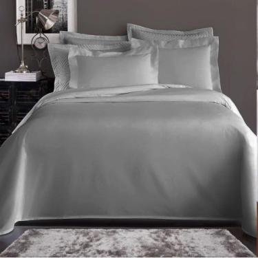 Imagem de Lençol Acetinado Queen 600 Fios 100% Algodão Egípcio Cinza - Casa di V