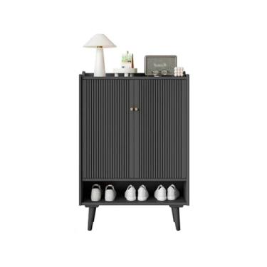 Imagem de WAOCEO Prateleira de sapatos corredor entrada armários de sapatos modernos organizador multicamadas hall dormitório sapateira prateleira corredor meuble a chaussure móveis de luxo empilhável sapateira (cor: cinza escuro 80cm)