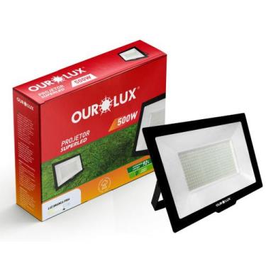 Imagem de Refletor Led Retangular 500W 6500K Bivolt Irc80 Slim Ourolux