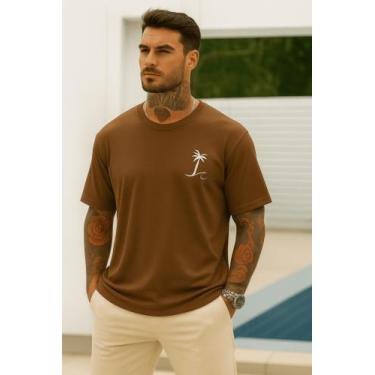 Imagem de Camisa Masculina Coqueiro Praia - Trajano Store, Marrom, GG