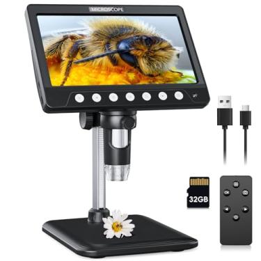 Imagem de SKYEAR Microscópio Digital De 7" Para Adultos, Microscópio De Moedas Com Ampliação De 1200X Com 8 Luzes De Preenchimento De Led Ajustáveis E Cartão De 32 Gb, Microscópio Usb Para Windows/Macos, Supr