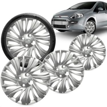 Imagem de Kit 4 Calotas Siena Palio Punto 14 A 16 Aro 14 Prata Cubo Baixo Grid