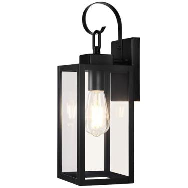 Imagem de BesLowe Luminária de parede externa de 42 cm, suporte de parede para iluminação externa, à prova d'água, lanterna de arandela, luz externa para garagem, porta da frente, preta
