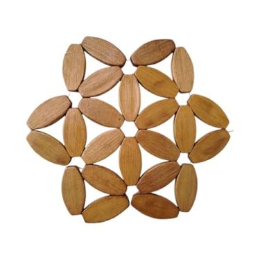 Imagem de Kit 4 Suporte Descanso Panelas Travessas Apoio Bambu 16 cm(MadeiraClara)