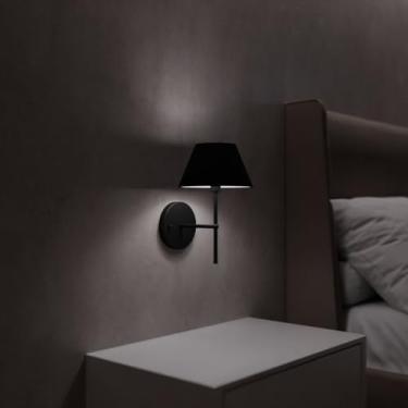 Imagem de Arandela Classica Colonial de Parede Sem Interruptor Com Cupula Tecido Algodao Bivolt (Preto Cupula Preto)