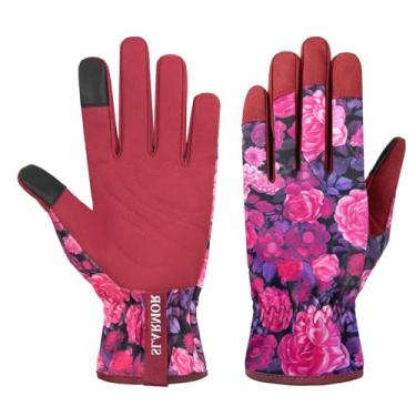 Imagem de SLARMOR Luvas De Couro Para Jardinagem Mulheres - Trabalho À Prova Espinhos Com Tela Sensível Ao Toque Capinar, Cavar, Plantar, Podar, Jardim Tamanho Pequeno