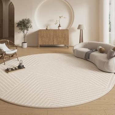 Imagem de Tapetes estilo creme para sala de estar, tapete macio e fofo para cabeceira, grosso e felpudo, decoração de quarto, tapete redondo e antiderrapante para vestiário (180x180 cm/P)