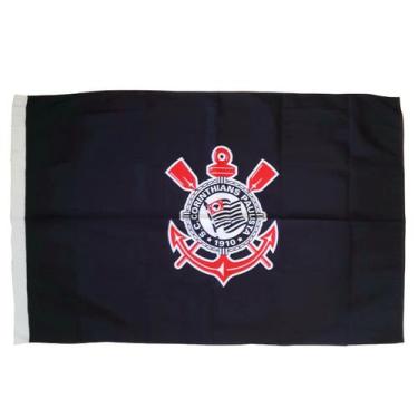 Imagem de Bandeira Corinthians Símbolo Preta Oficial - JC Bandeiras
