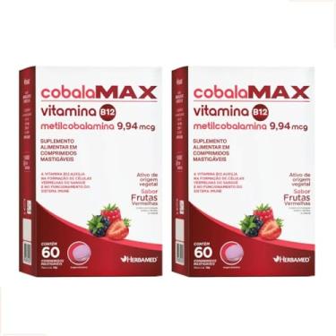 Imagem de Kit 2 Un Vitamina B12 Metilcobalamina Ativa Mastigável Herbamed Cobalamax 60cp Sabor Frutas Vermelhas — Origem Vegana — Suplemento Alimentar para Energia, Metabolismo e Sistema Imune