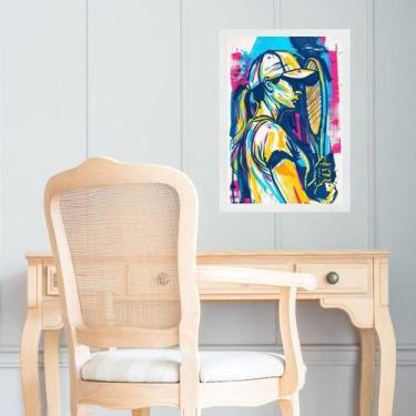 Imagem de Quadro Gravura Mulher Com Raquete - Tenista 24X18Cm - Vidro - Quadros 