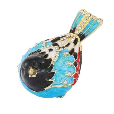 Imagem de Mini caixa de bugigangas em forma de pássaro azul dobradiça pintada à mão pequenas caixas de suporte de anel de joias esmaltadas animais artesanato presente de Natal para mulheres