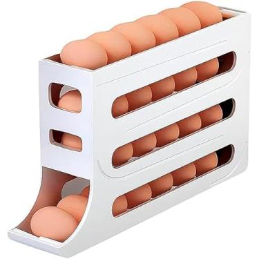Imagem de Porta Ovos Organizador Bandeja Dispenser 4 Andares – Compacto, armazena até 30 ovos, prático para geladeira (branco)