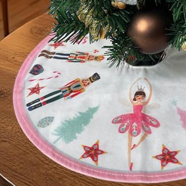 Imagem de Minissaia para árvore de Natal de 38 cm – Tapete de balé para mesa de balé rosa com detalhes em doces, saia de Natal pequena para mesa, prateleira, quarto de meninas ou decoração de festas internas