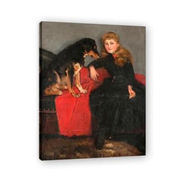 Imagem de Faithful Companionship John Lavery Irish Realist Portrait & War Scenes Impressão em tela – Arte de parede vintage para casa emoldurada 30 x 39 cm