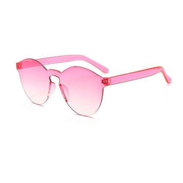 Imagem de Óculos de sol transparentes sem aro da moda, UV400, ovais, sem armação, vintage, vermelho, rosa, azul, amarelo, laranja, HD8, BH01