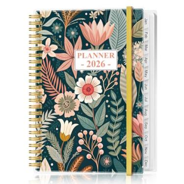 Imagem de Agenda 2025-2026 - Agenda acadêmica 2025-2026 de julho de 2025 a junho de 2026, agenda semanal e mensal encadernada em espiral com 12 abas mensais, bolso interno, 16,3 cm x 21,6 cm, flor rosa