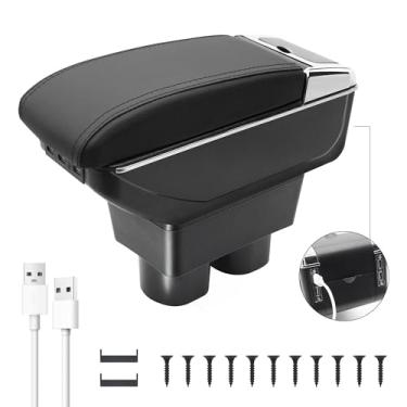 Imagem de Caixa de apoio de braço para carro adequada para Nissan Versa 2007-2011, 7 USB, suporte de braço de camada dupla, consoles centrais com suporte de copo, descanso de braço, acessórios automotivos