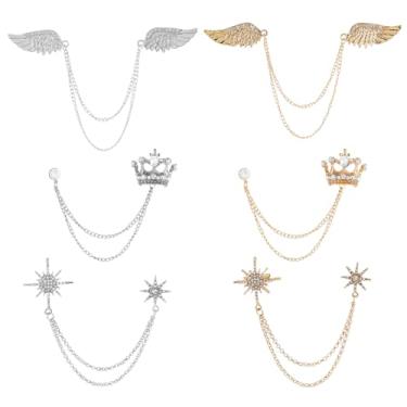 Imagem de SUPERFINDINGS 6 peças, 6 estilos, corrente de borla, broche, alfinetes, alfinetes, alfinetes, alfinetes, alfinetes, alfinetes, alfinetes de lapela, coroa de liga de strass, para terno de casamento