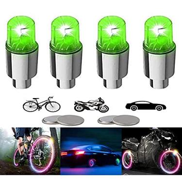 Imagem de YUERWOVER Pacote Com 4 Luzes Led Para Rodas De Bicicleta, Tampas Válvulas Pneus Carro, Motocicleta, À Prova D'Água, Raio Pneu, Flash, Refletor Legal, Acessórios Crianças, Homens E Mulheres 10 Bateri
