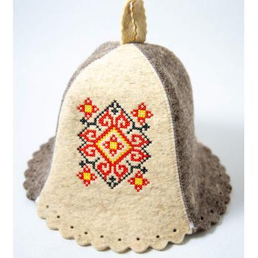 Imagem de Chapéu de sauna feltro de lã para homens lã Banya russa Ornamento ucraniano Vyshyvanka
