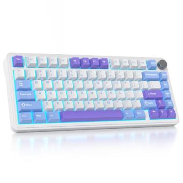 Imagem de Teclado mecânico sem fio para jogos surmen M75 75% Cream