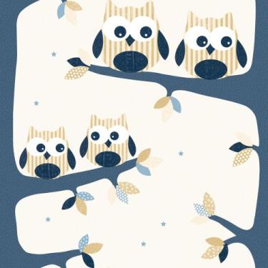 Imagem de Papel de Parede Infantil corujas azul marinho Fofura Baby FF4044. - ed