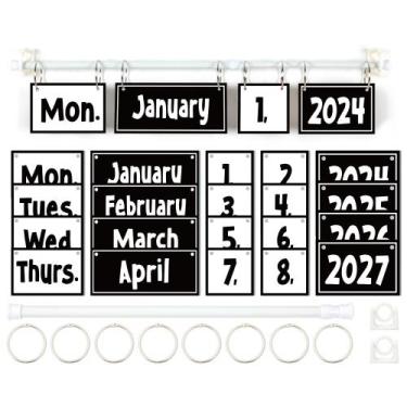Imagem de Conjunto de calendário Bulletin Board Flip Calendar Preto e Branco - N