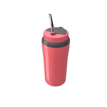 Imagem de Copo Térmico Tererê com Tampa e Canudo Metálico 650ml Unitermi, Rosa