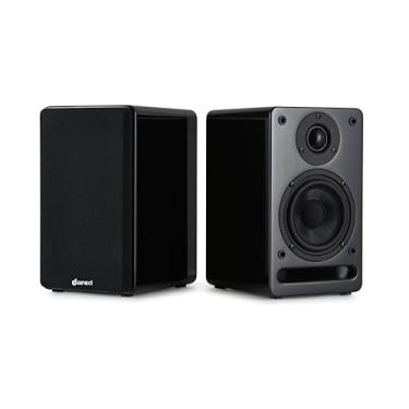 Imagem de Dared Alto-falantes passivos de estante SP02: design bidirecional, acabamento de piano preto - 1 par. Requer um amplificador externo para operação (amplificador disponível separadamente em nossa loja)