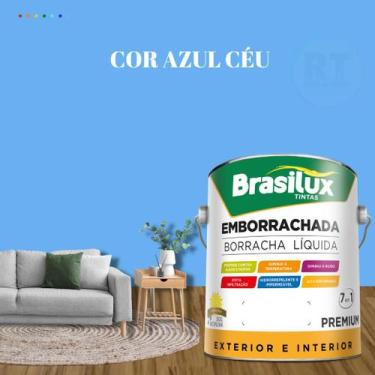 Imagem de Tinta Borracha Líquida Cor Azul Para Parede 3,2l Acrílica Lavável Anti