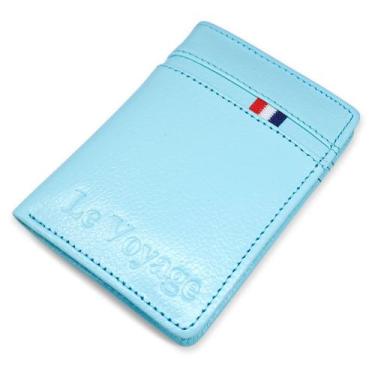Imagem de Carteira Feminina Pequena De Couro Le Voyage Rg Cnh Cartões, Azul bebê
