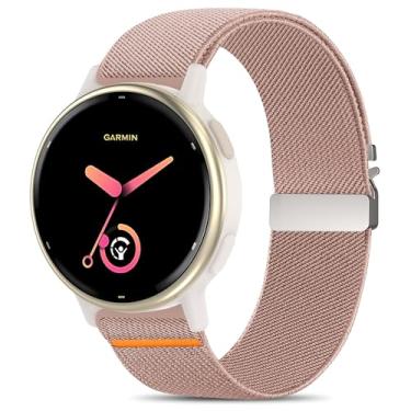 Imagem de Sunnyson Pulseiras elásticas de 20 mm compatíveis com Garmin Vivoactive 5/6/Forerunner 55/165, pulseira de relógio de nylon macio elástico para paraquedas para Venu Sq/Sq 2/2 Plus, mulheres e homens
