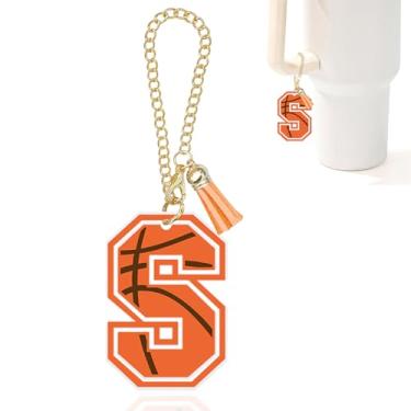 Imagem de Berloques com letra A-Z para garrafa de água Stanley Copo de 1,134 g, acessórios personalizados para copos Stanley, P, Basketball