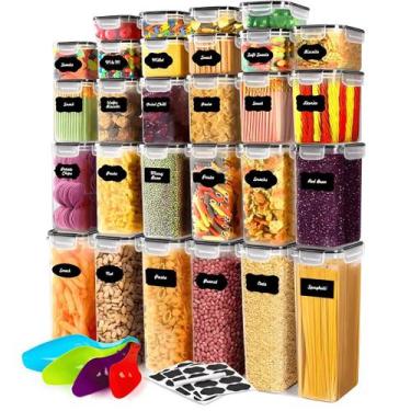 Imagem de Kit 28 Potes Hermeticos Empilhaveis BPA Free Para Alimentos com Vedaca