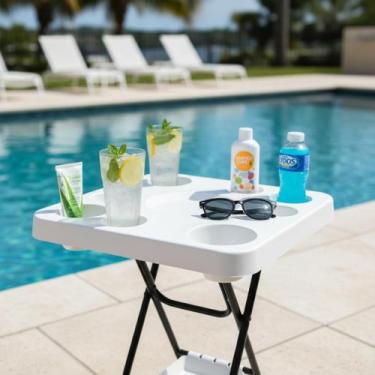 Imagem de Mesinha Petisqueira Dobrável Lazer Churrasco Piscina Praia - Ravilar, 