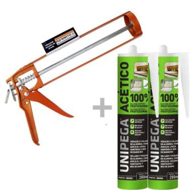 Imagem de Kit Aplicador de Silicone Aberto + 2 Silicone Acético Profissional Pre