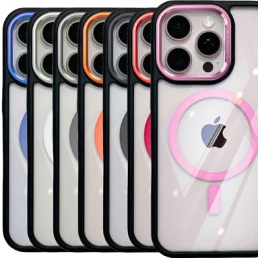 Imagem de Capa iPhone 16 Pro Capinha Magnética Case Celular Proteção Câmera Acrílico Anti Amarelamento