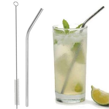 Imagem de Canudo Aço Inox Curvo + Limpador 21cm Reaproveitavel - TINGS, Inox Rea