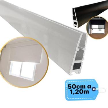 Imagem de Kit Base Chata Cortina Instalação Persiana Rolo Sem Tampas 50cm até 1,