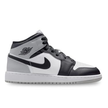 Imagem de Tênis infantil Air Jordan 1 Mid Big (branco/cinza fumê claro/preto), Branco/cinza fumê claro/preto, 17