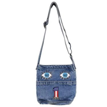 Imagem de Farm4Far Bolsa tiracolo de ombro pesado jeans jeans, 25ss4040lv