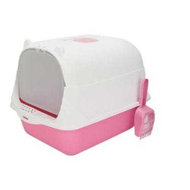 Imagem de GenéricoCaixa de areia banheiro de gato fechado grande completo peneira bandeja filtro + pá(Rosa)